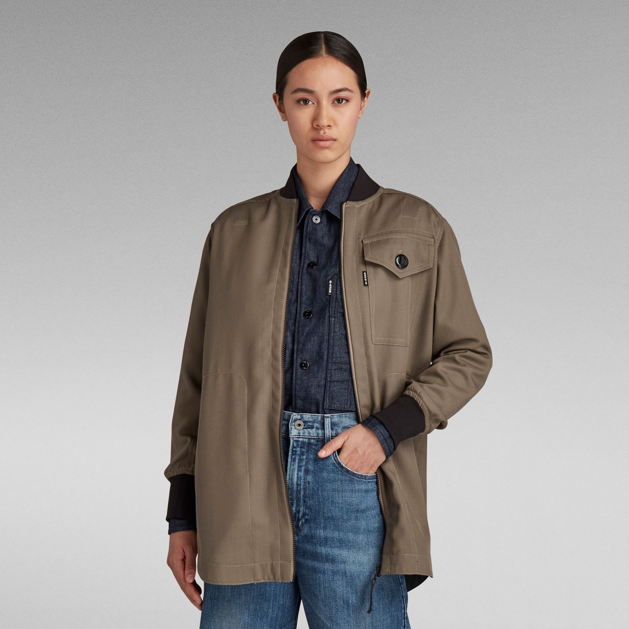 G-Star RAW Bomber Collar Overshirt - Bruin - Dames