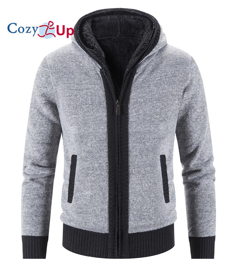 Cozy Up Cosy Up Fleece Gewatteerde Sweaterjas Effen Kleur Vest Met Capuchon Heren M koffie