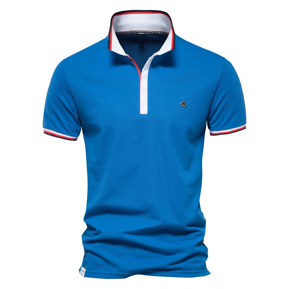 AIOPESON Men Fashion AIOPESON Rits katoenen poloshirts voor mannen nieuwe zomer korte mouw stand kraag mode merk polo's kwaliteit sociale mannen kleding M 55-65 kg groen