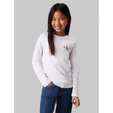 Calvin Klein Shirt met lange mouwen Chest Monologo Ls T-Shirt voor kinderen tot 16 jaar en met logo-opdruk