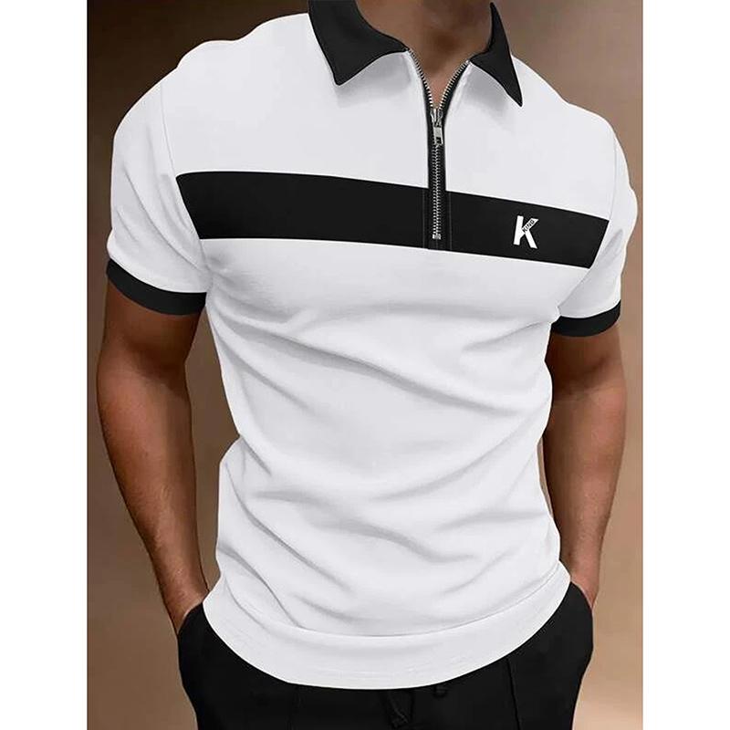 Bengbukulun 2023 Nieuw trending mode 3D digitale print casual poloshirt, heren poloshirt met korte mouwen en rits. S marineblauwe kleur