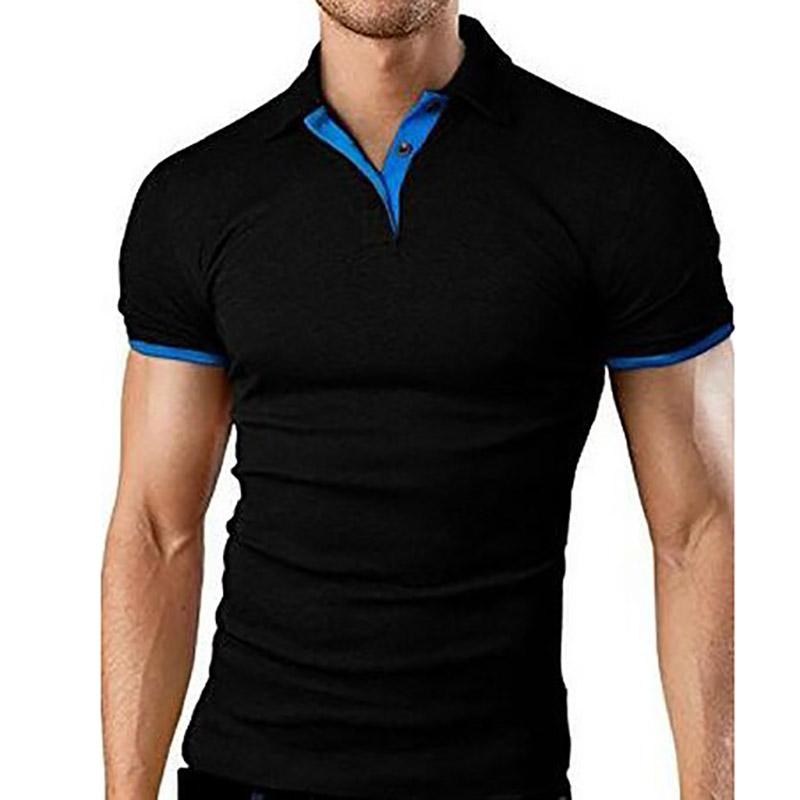 HerSight Heren dun plus size T-shirt casual polo korte mouw T-shirt effen kleur sport top man revers wit zwarte T-shirts S