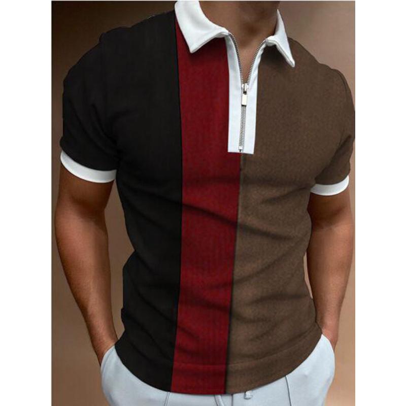 Haojun Gekleurd gestreept bedrukt heren poloshirt, zomer casual en comfortabel poloshirt. S