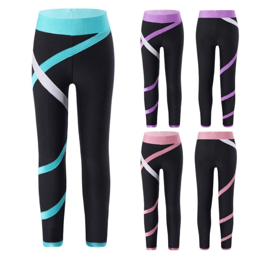 IEFiEL Kids Girls Sportswear Colorblock Leggings Stretchy Sport Broek voor Gymnastiek Yoga Workout Fitness 5-6 Years groen