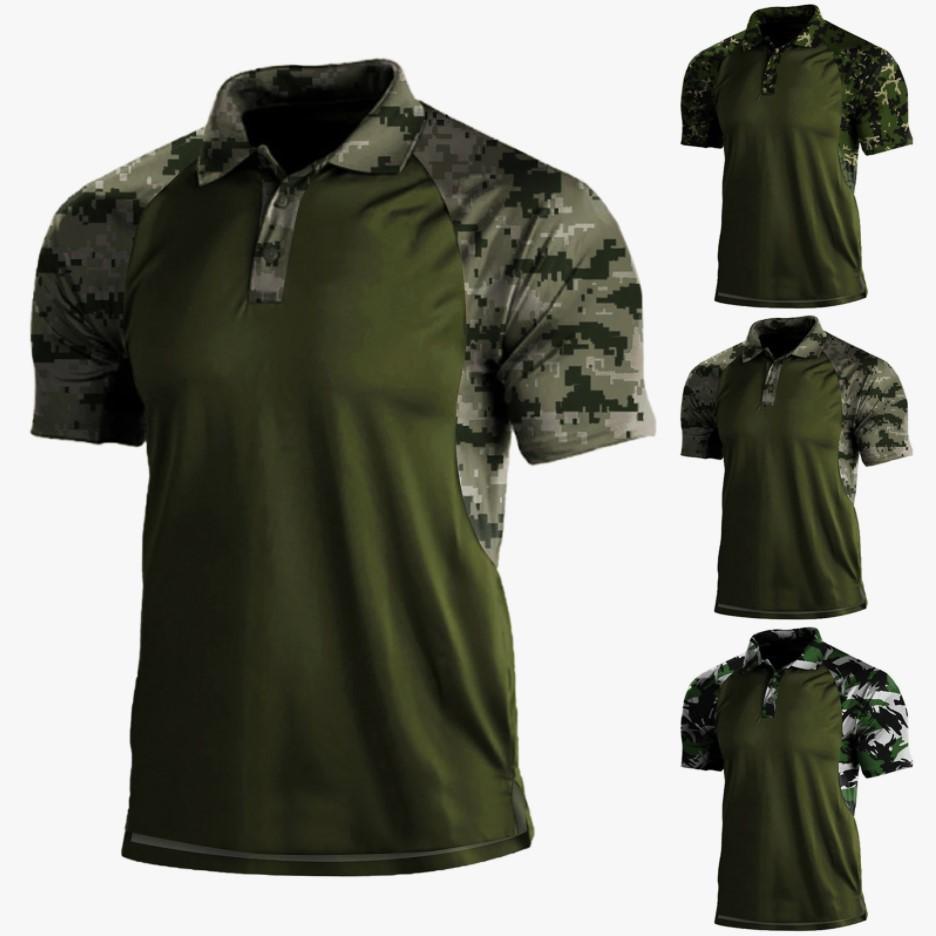 ForYourBeauty Casual POLO-shirt voor heren Polokraag Rits Korte mouw T-shirt Mode Groene Camouflage Heren T-shirts M