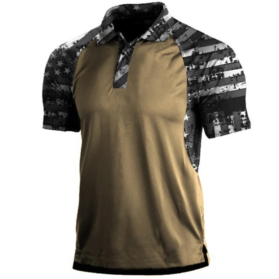 ForYourBeauty Casual POLO-shirt voor heren Polokraag Rits Korte mouw T-shirt Mode Groene Camouflage Heren T-shirts M