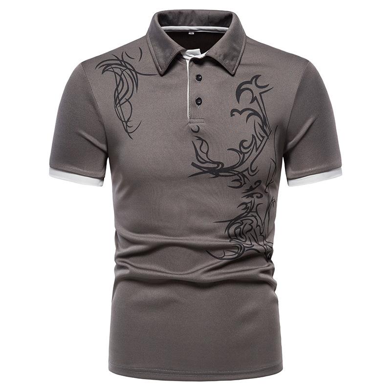 HerSight Heren zomer T-shirt met revers en korte mouwen Heren jeugdmode casual bedrukte POLO-shirts voor heren M wit