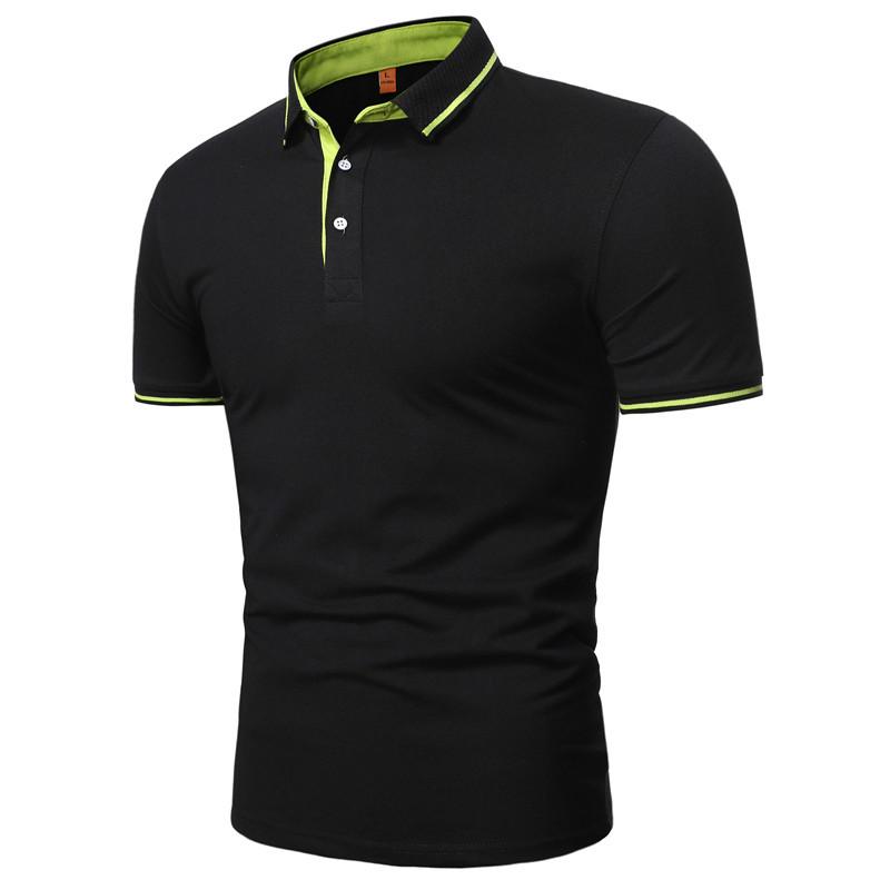 HerSight Zomer Poloshirt met korte mouwen Heren Solid Casual katoenen poloshirts Heren Tops Mode herenkleding M zwart