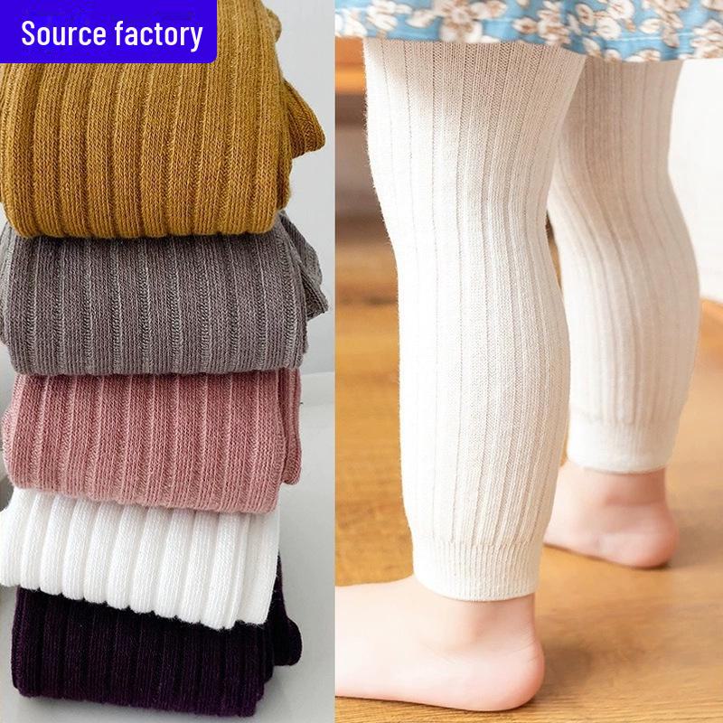 AI Supermarket Casual legging met negen punten voor kinderen in Koreaanse stijl voor lente en herfst. Elastische en comfortabele babymeisjespanty's. Size S【6-12 months】 kaki