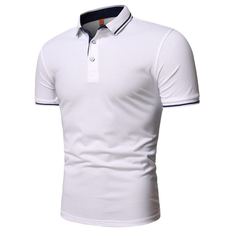 WowClassic Zomer Poloshirt met korte mouwen Heren Solid Casual katoenen poloshirts Heren Tops Mode herenkleding M zwart