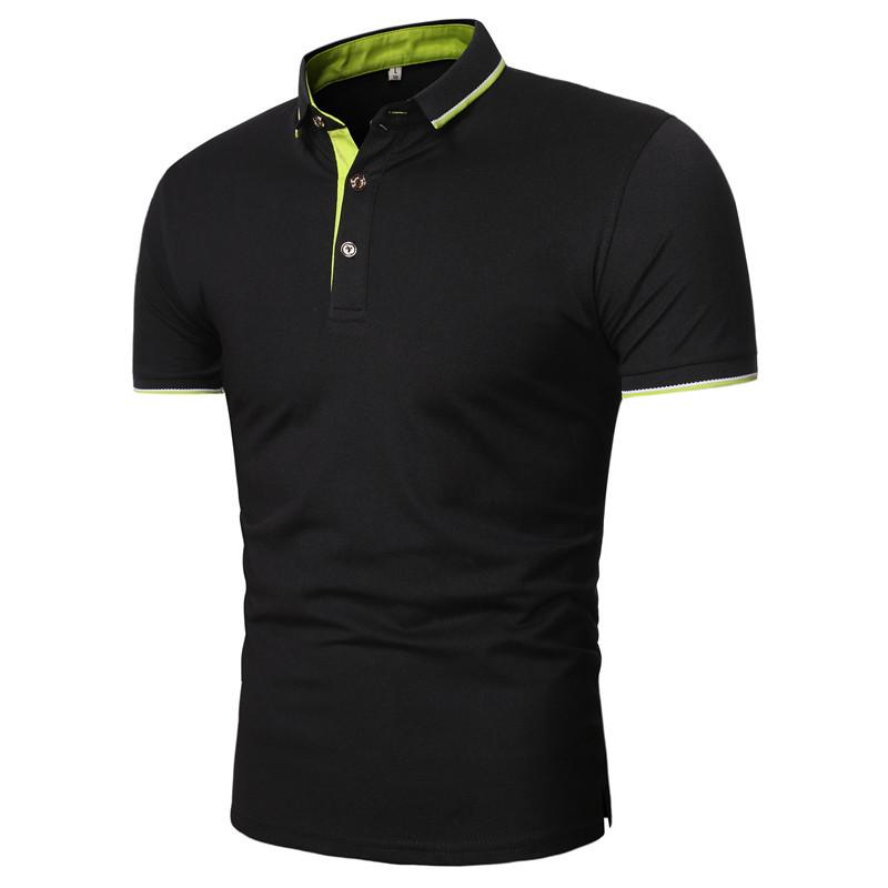 HerSight Zomer Poloshirt met korte mouwen Heren Solid Casual katoenmix Poloshirts Heren Tops Mode herenkleding M zwart