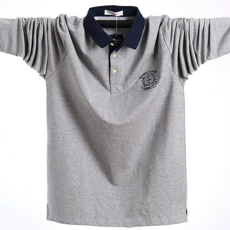 MIO-Fashion Lente Heren Poloshirt Casual Katoenen Mannelijke Poloshirts Poloshirt Met Lange Mouwen Tees Oversized M grijs