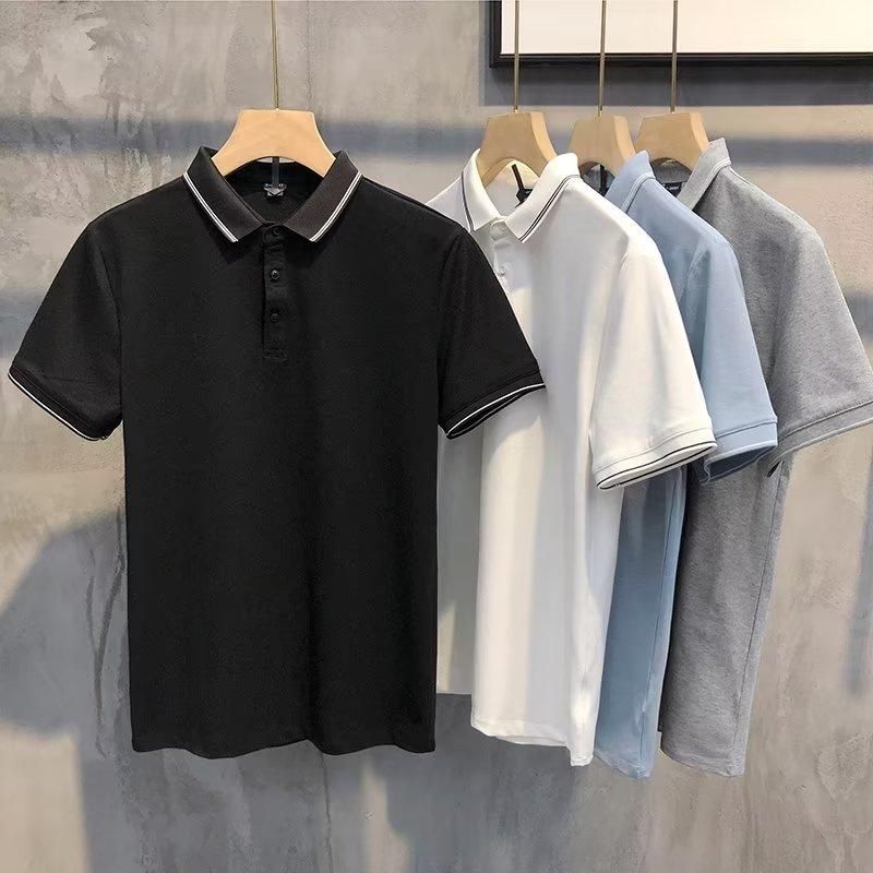 Zhuoneng Clothing Revers Herenmode Korte MouwpoloShirt Herenmode Merk SummerTT-shirt Koreaanse Slanke Mode Nieuwe Veelzijdige Top M zwart