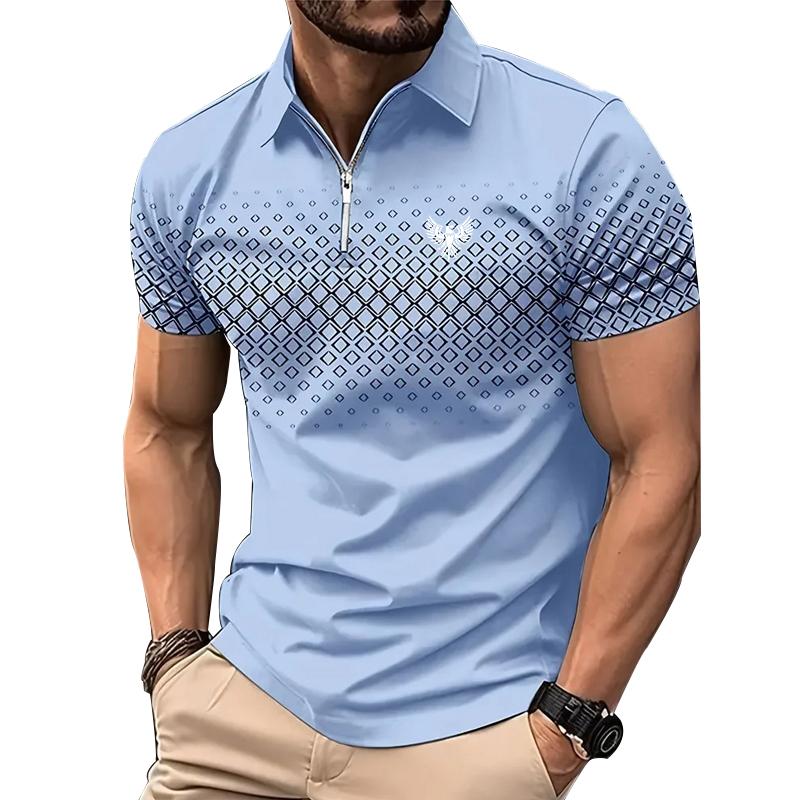 Bengbukulun Herenmode zomer korte mouw 3D digitale print casual poloshirt tops. S