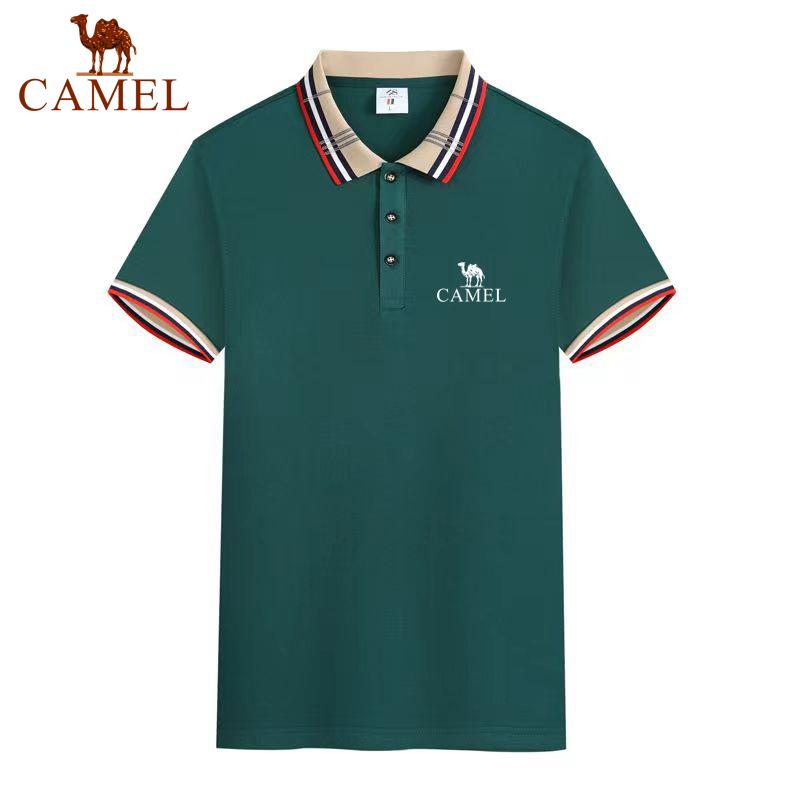 Camel Geborduurd poloshirt met korte mouwen voor heren, met reverskraag Zomer Ademend Casual Top Modieus Jacquardkraag Temperamentshirt M