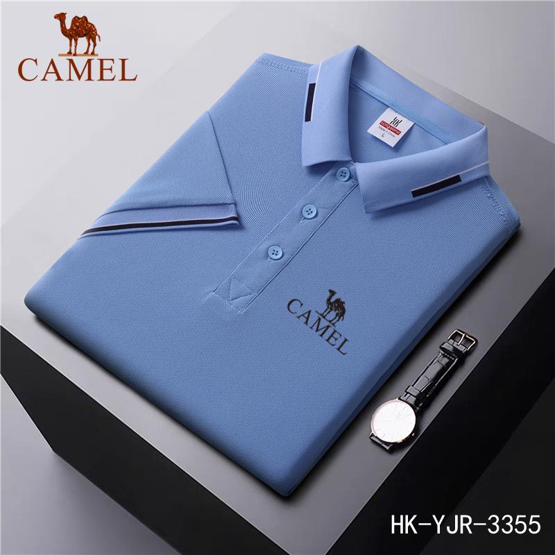 Camel 2024 Lente/zomer geborduurd poloshirt met ijsionvezels en polokraag voor vochtafvoer en koeling L marineblauwe kleur