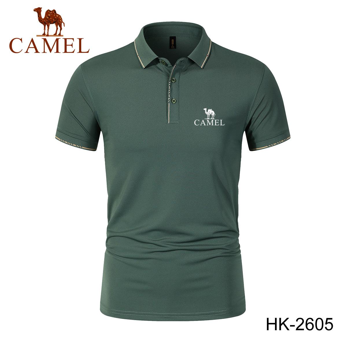 Camel 2024 Lente/Zomer Nieuwe Geborduurde Polo Koele Zijde Katoen Heren Ademende Top Sneldrogend Poloshirt Vochtafvoerend Poloshirt L