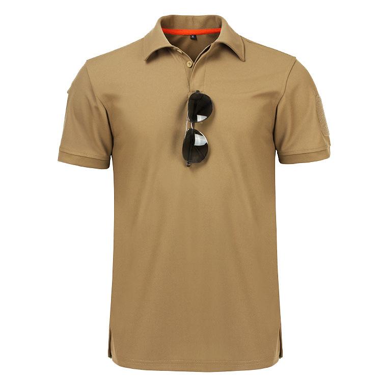 SHIZI Heren sneldrogende geborduurde poloshirts zomer op maat grote militaire kleding tactische effen turn-down leger-T-shirts XXXXL zwart