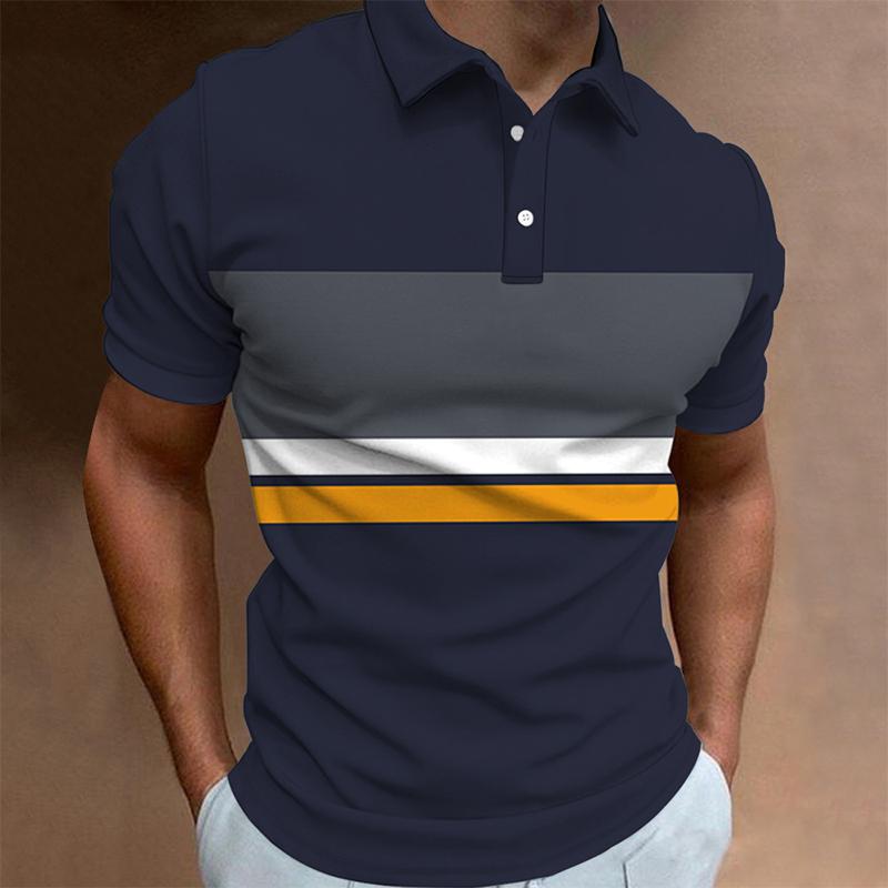 Haojun Mannen nieuwe zomer casual revers knop poloshirt. S