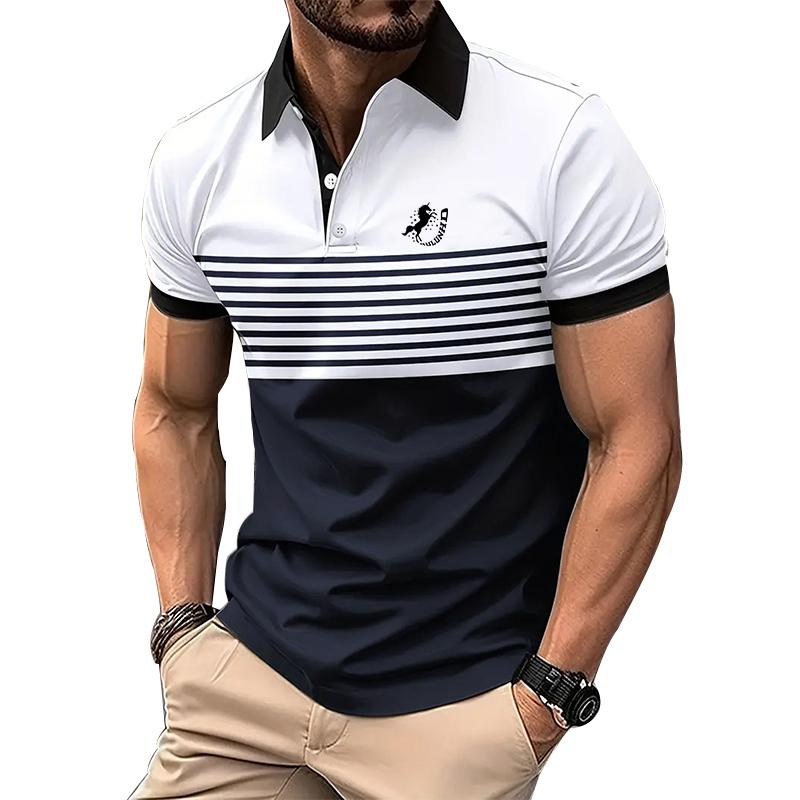 Bengbukulun Nieuwe zomer slim fit korte mouw revers knop poloshirt heren sport golf poloshirt. S grijs