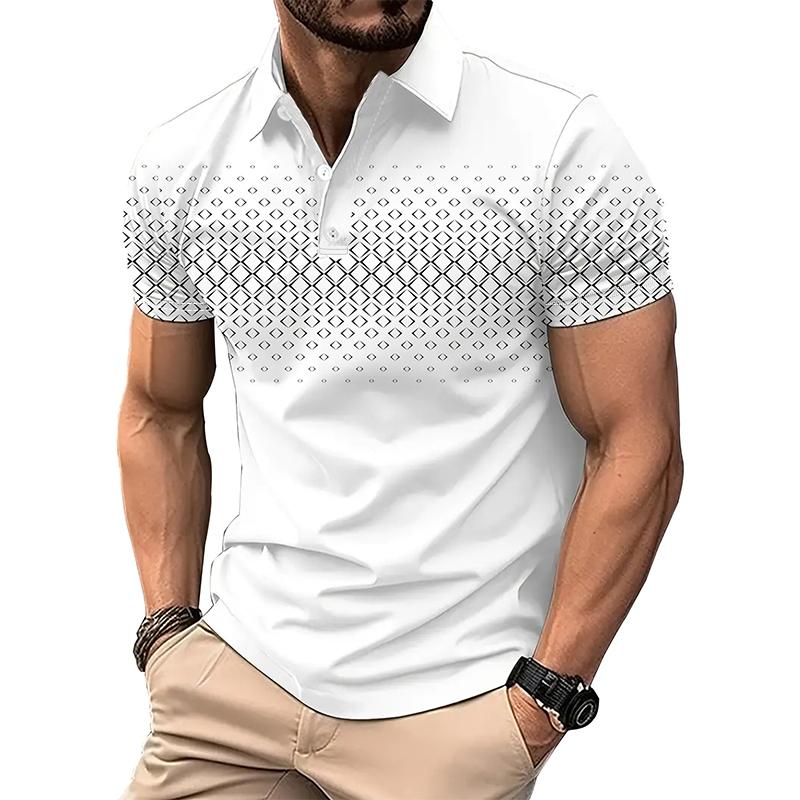 Haojun Heren Zomer Korte Mouw Mode Casual 3D Digitale Print Polo Shirt Heren Kleding Golf Polo Shirt Tops. S wit