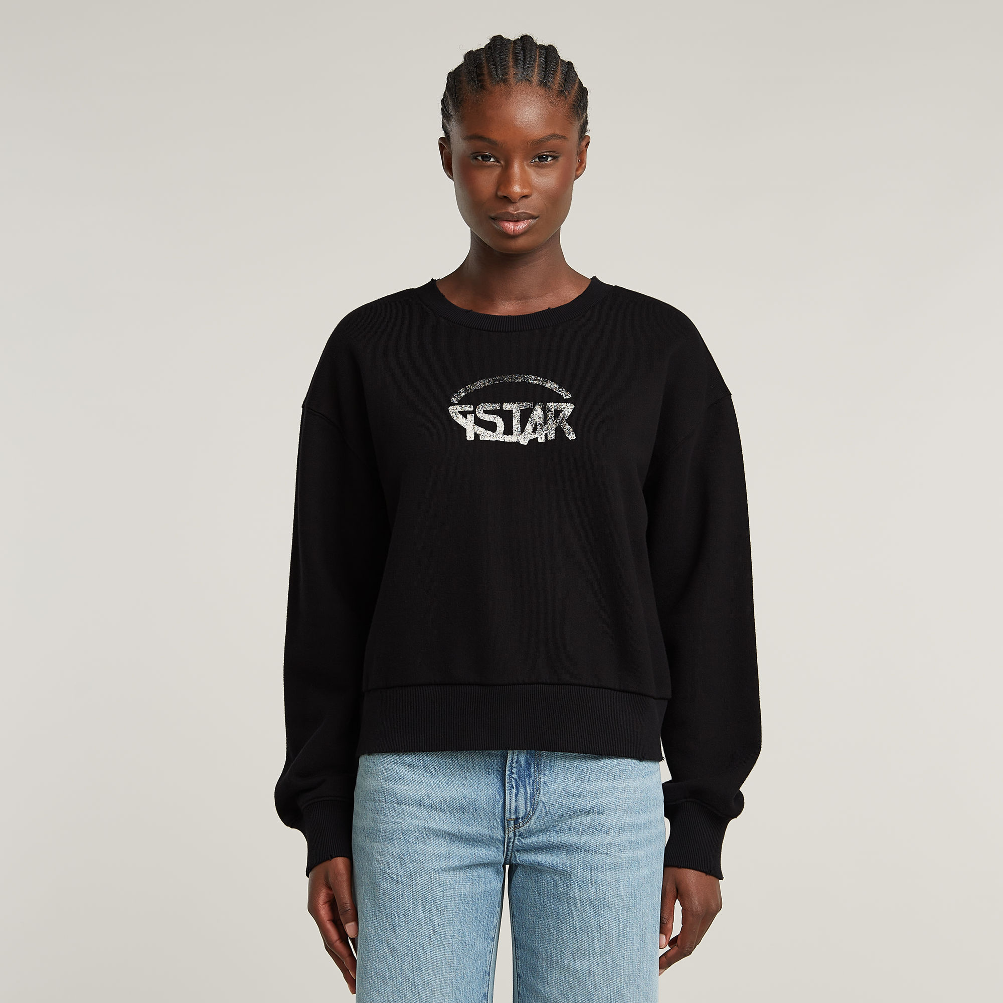 G-Star RAW Logo Loose Sweater - Zwart - Dames