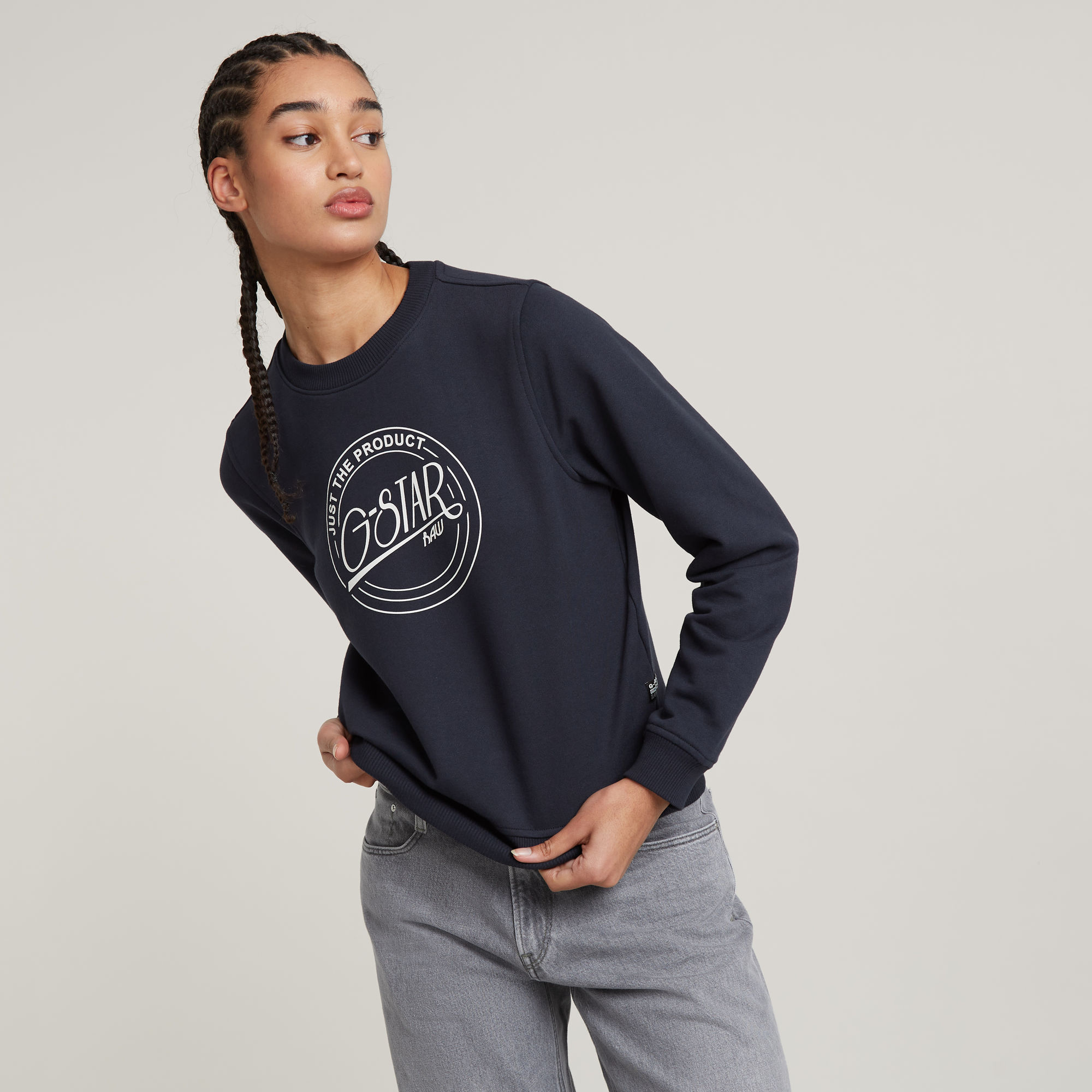 G-Star RAW Large Logo Crew Sweater - Donkerblauw - Dames