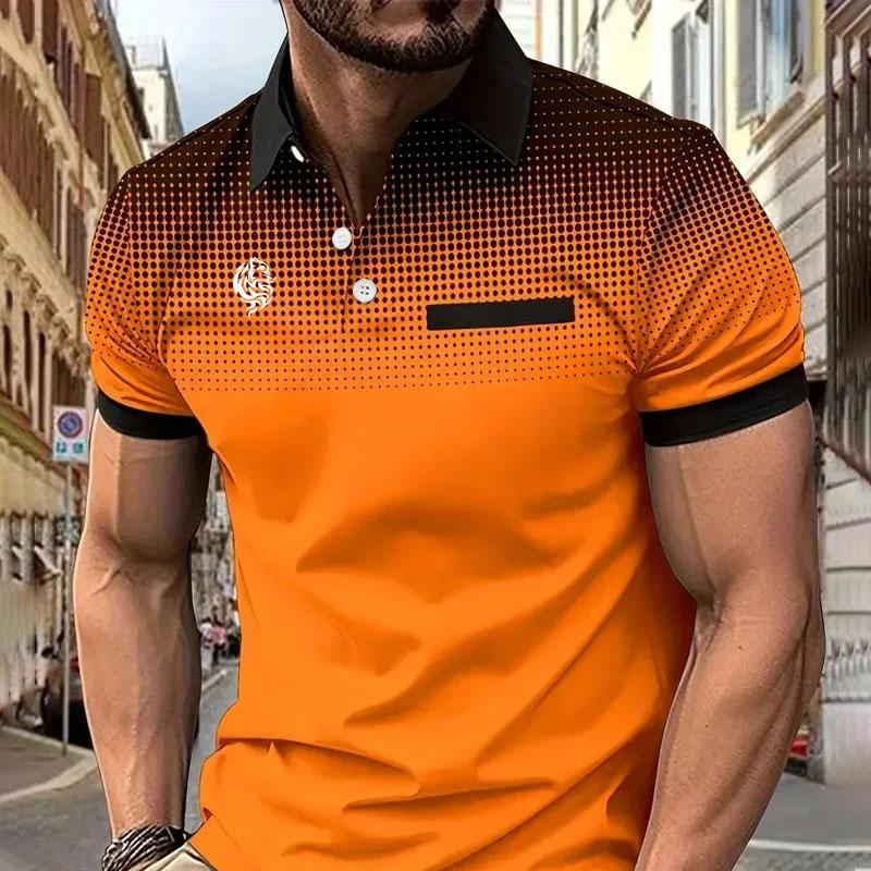 Haojun Heren Polo Shirt met Korte Mouwen, Zomer Casual Revers Sport Heren Polo's Cadeau Voor Mannen S oranje