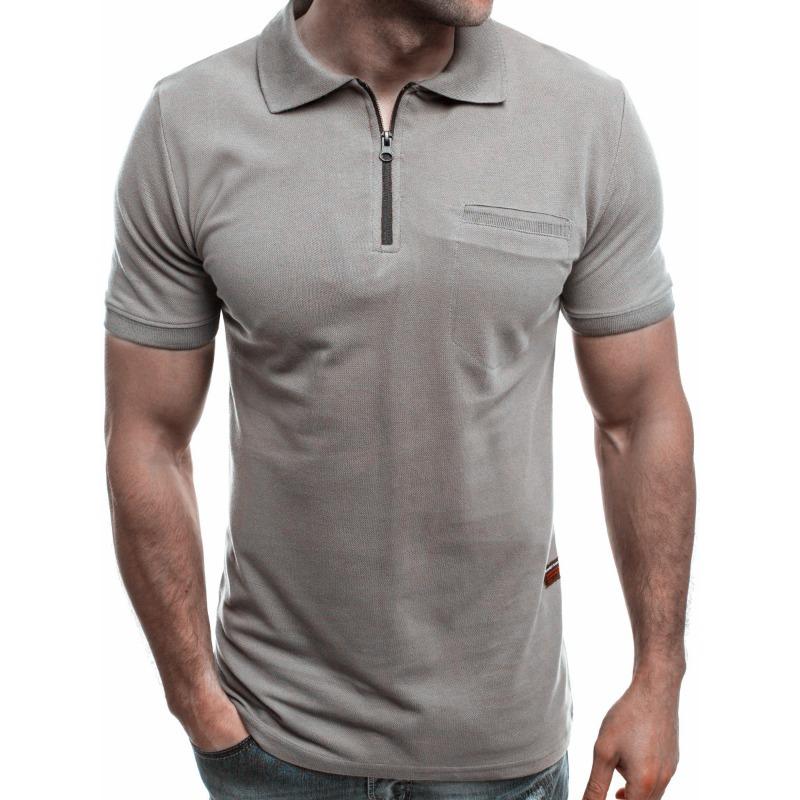 Forever Men Nieuw eenvoudig casual T-shirt voor heren met korte mouwen en revers in effen kleur S wit