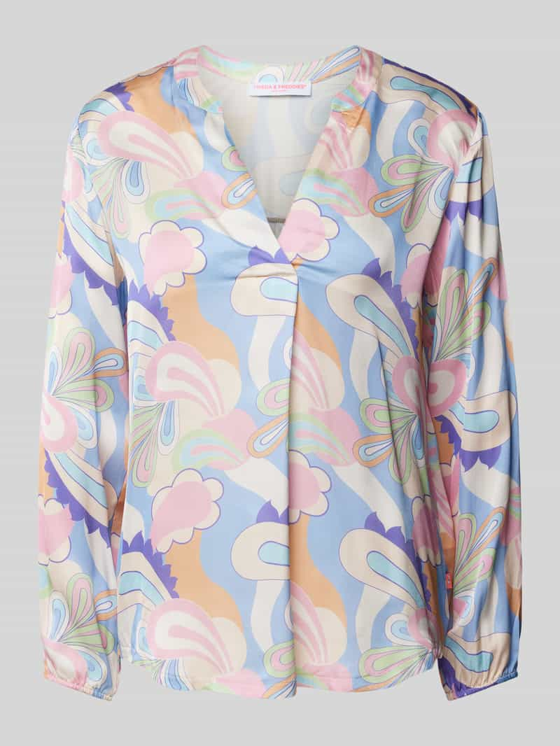 Frieda & Freddies Overhemdblouse van viscose met all-over print