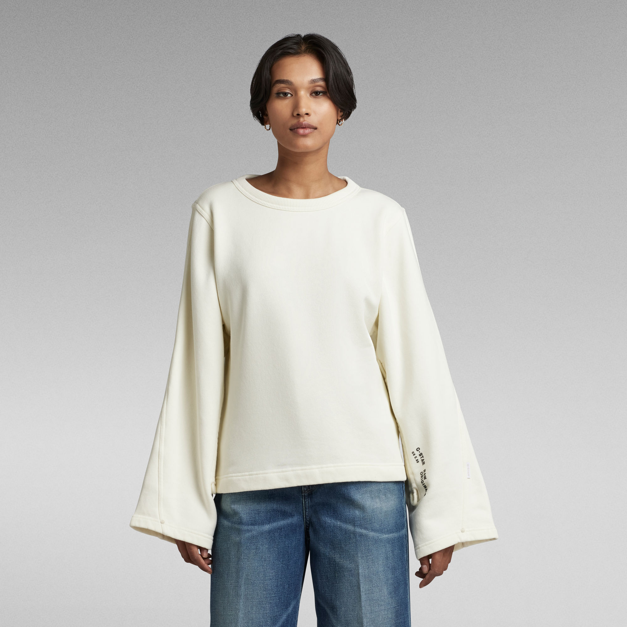 G-Star RAW Adjustable Sleeve Cropped Sweater - Wit - Dames