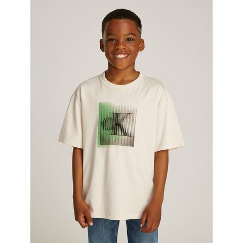 Calvin Klein Shirt met ronde hals LARGE SHIFTED CK SS T-SHIRT voor kinderen tot 16 jaar met logo-opdruk