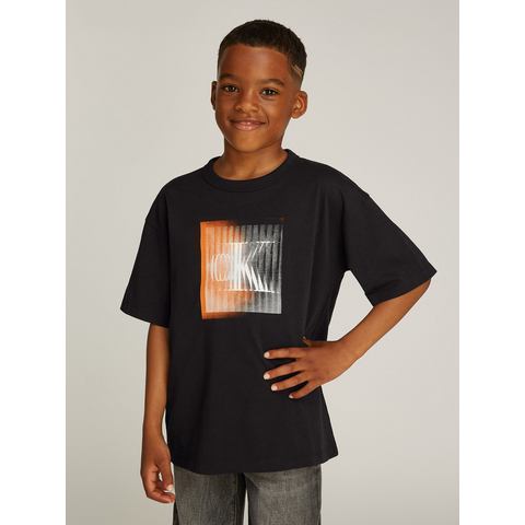 Calvin Klein Shirt met ronde hals LARGE SHIFTED CK SS T-SHIRT voor kinderen tot 16 jaar met logo-opdruk