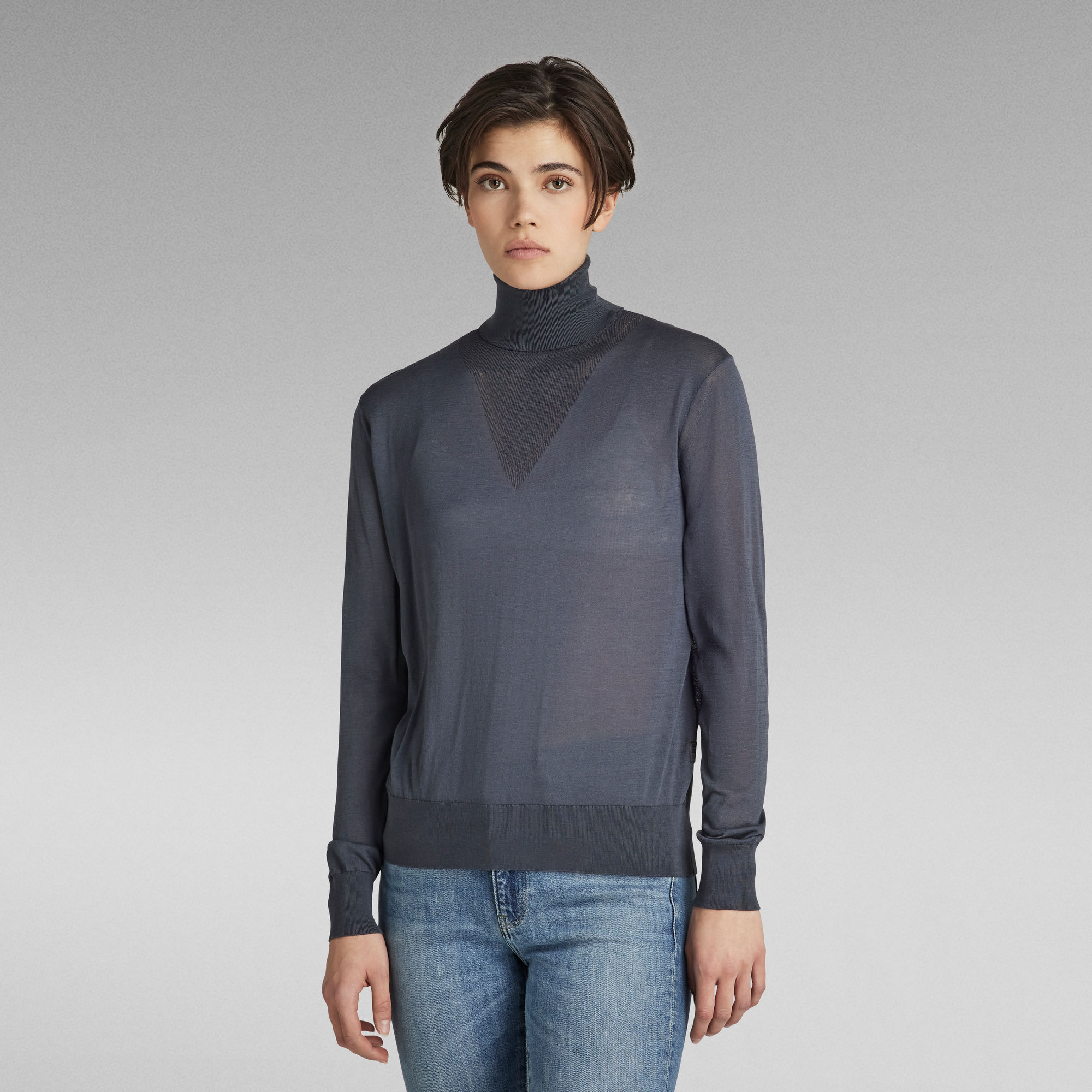 G-Star RAW Gebreide Roll Neck Trui Core - Midden blauw - Dames