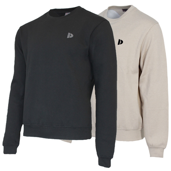 Donnay Donnay Heren - 2-Pack - Fleece Crew Sweater Dean - Zwart & Sand