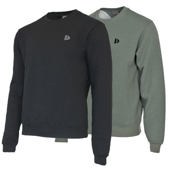 Donnay Donnay Heren - 2-Pack - Fleece Crew Sweater Dean - Zwart & Jungle Green