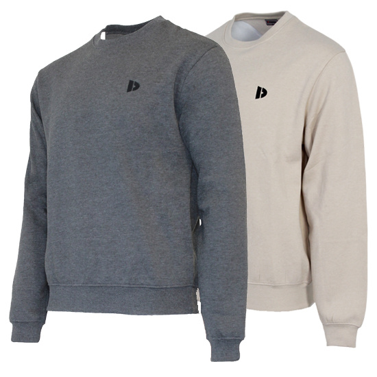 Donnay Donnay Heren - 2-Pack - Fleece Crew Sweater Dean - Donkergrijs & Sand