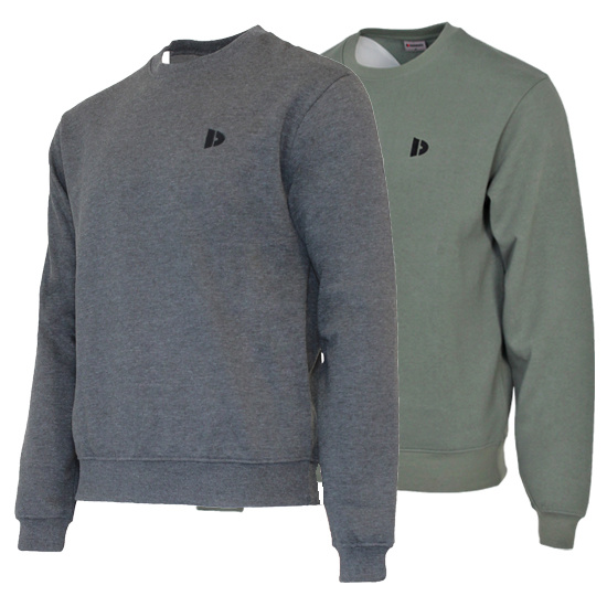 Donnay Donnay Heren - 2-Pack - Fleece Crew Sweater Dean - Donkergrijs & Jungle Green