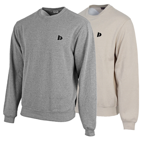 Donnay Donnay Heren - 2-Pack - Fleece Crew Sweater Dean - Zilvergrijs & Sand