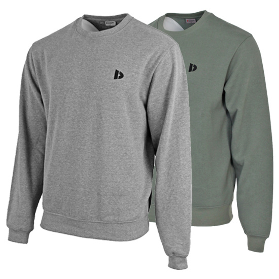 Donnay Donnay Heren - 2-Pack - Fleece Crew Sweater Dean - Zilvergrijs & Jungle Green