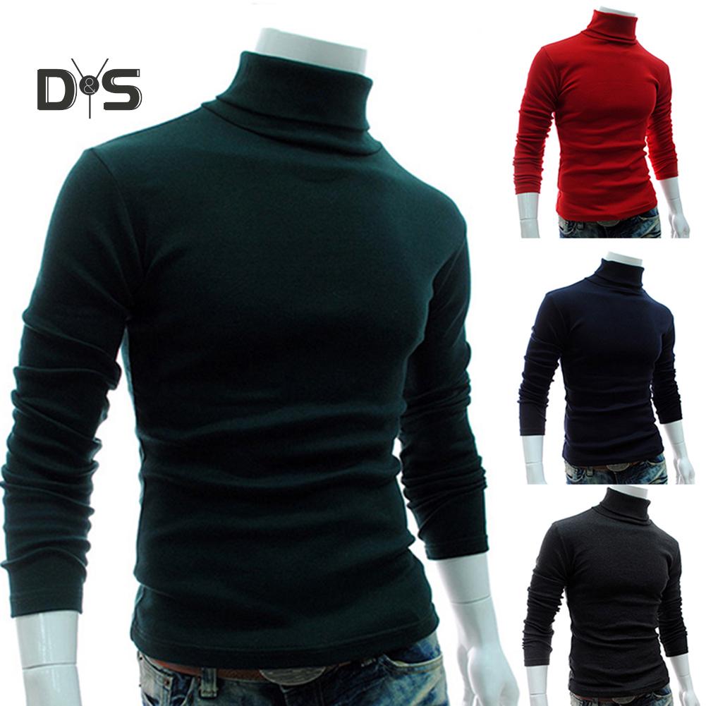 DYS Men Clothing DYS Herenkleding Herfst Winter Schildpad Hals Lange Mouw Trui Slanke Gebreide Trui Top M legergroene kleur