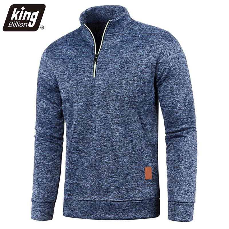 King Billion Effen Kleur Jas Heren Herfst Winter Lange Mouw Ritssluiting Stand Kraag T-shirts voor Heren Pullover Top Sport Mannelijk M zwart