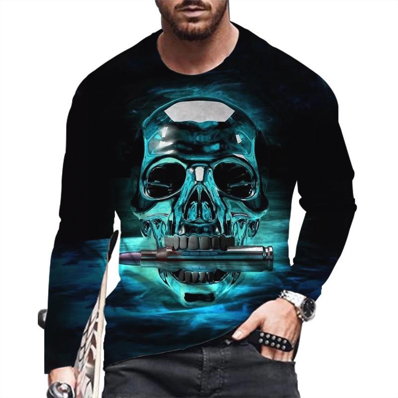 WowClassic Herfst Winter heren trui met lange mouwen Top Loose Fit Lente Skeleton Jeugd Heren Ronde hals Casual T-shirt S