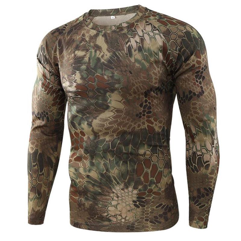 ETST WENDY 005 Herfst heren slank passend camouflage bedrukt T-shirt met lange mouwen, jacht kamperen wandelen T-shirt. L