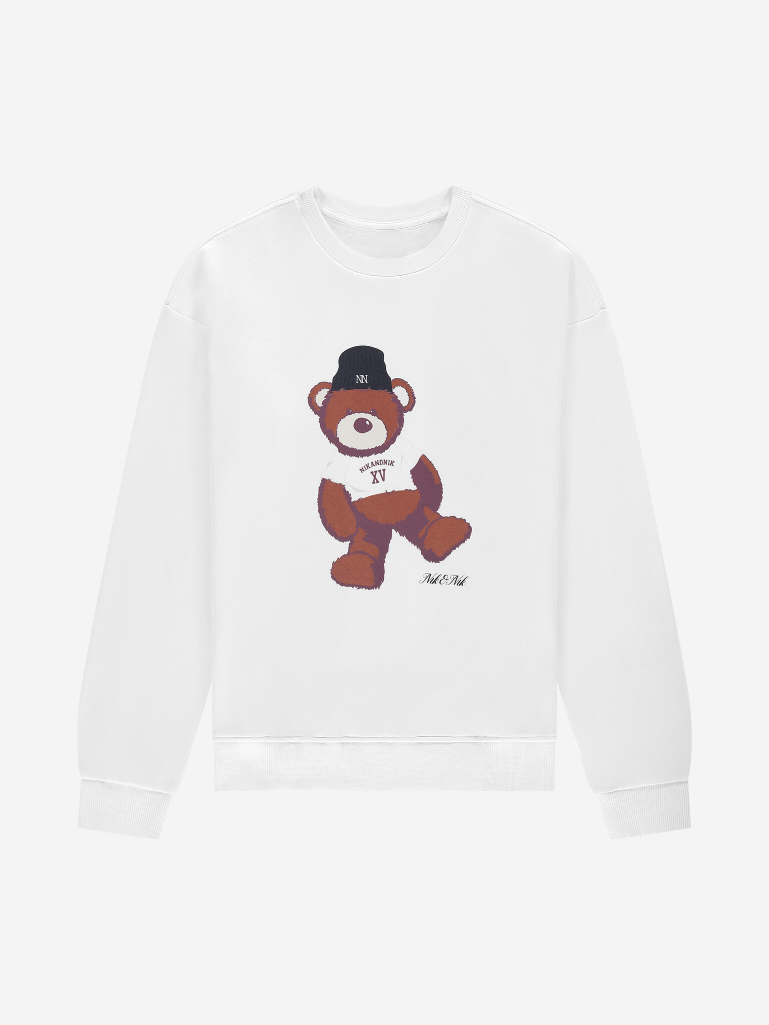 Nik&Nik Meisjes sweat shirt - Bear - Off wit