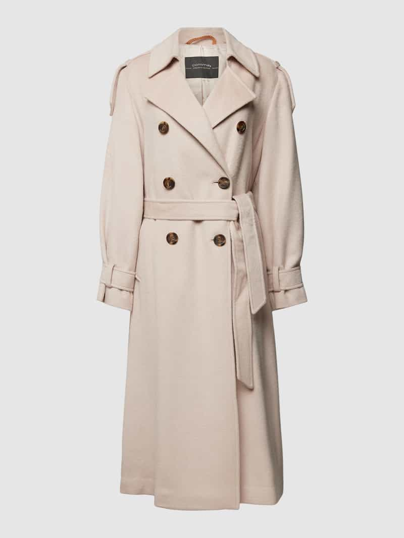 Comma Trenchcoat met strikceintuur in effen design