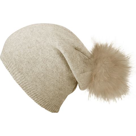 Capelli New York Beanie met metalen logo op de rand