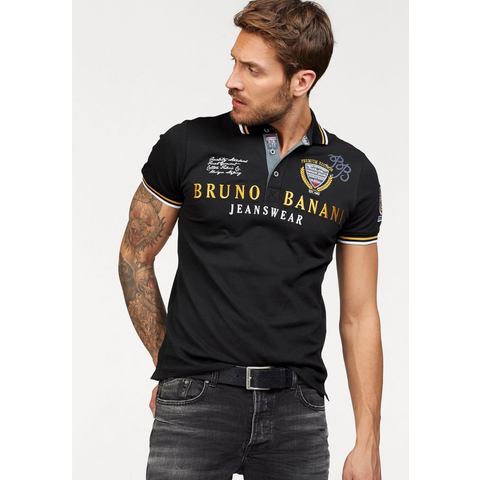 Bruno Banani Poloshirt lichaamsnauwkeurige pasvorm, met borduursels en badges, polokraag