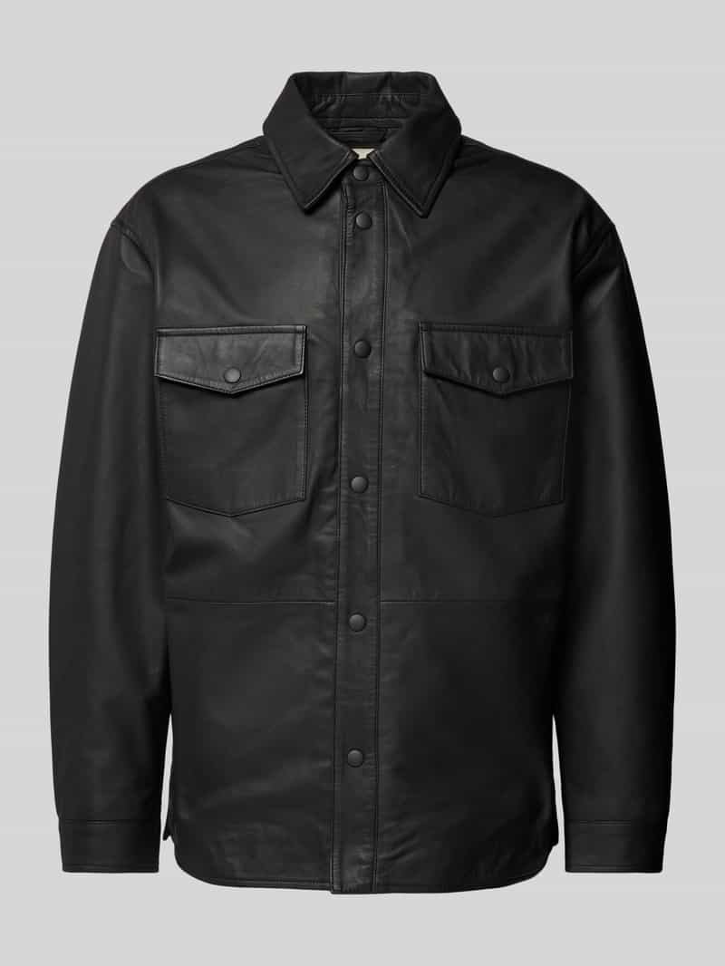 Jack & Jones Premium Leren jack met kentkraag, model 'SERGE'