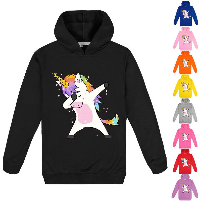 Fashionable life Leuke Eenhoorn Hoodies Kinderen Casual Sweater Kinderkleding Hoodies met lange mouwen Kids Tops Sweatshirts 160 zwart